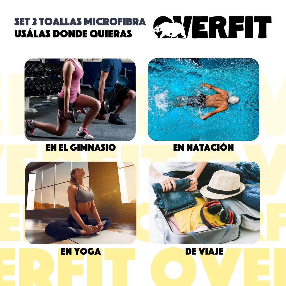 Toallas Microfibra Secado Rapido Overfit Absorbentes Pack X3-5