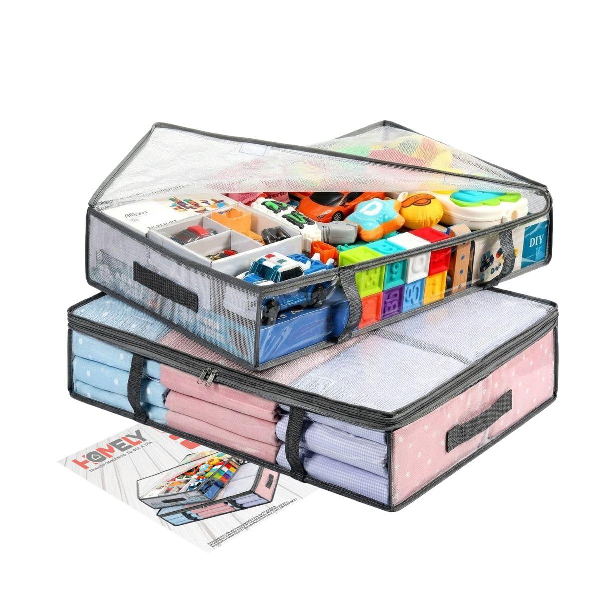 Bolsas Organizadoras Almacenamiento Bajo Cama Homely Cajas Plasticas Set X2 Transparente-0