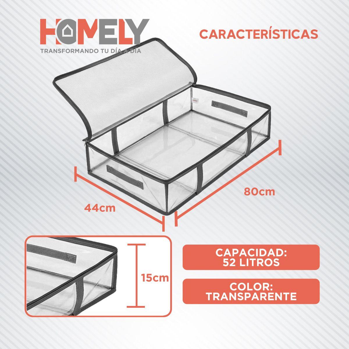 Bolsas Organizadoras Almacenamiento Bajo Cama Homely Cajas Plasticas Set X2 Transparente-2