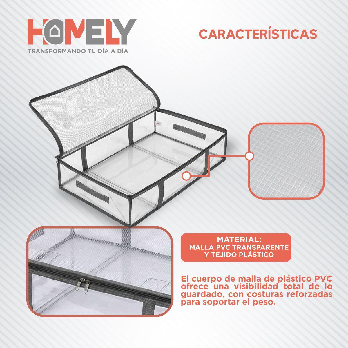 Bolsas Organizadoras Almacenamiento Bajo Cama Homely Cajas Plasticas Set X2 Transparente-3