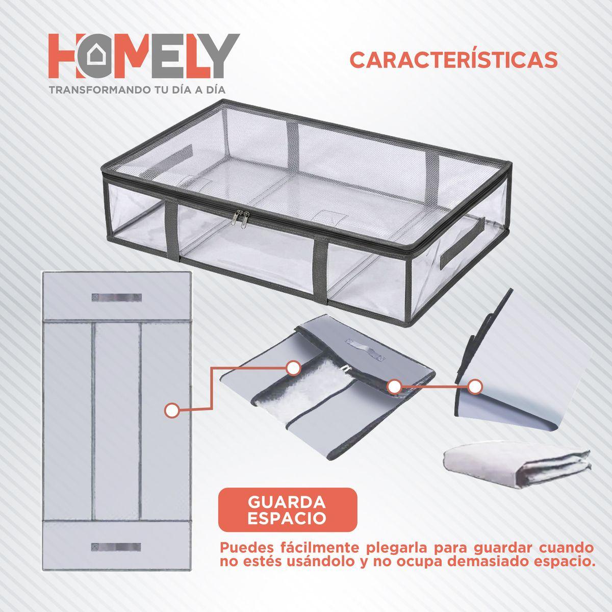 Bolsas Organizadoras Almacenamiento Bajo Cama Homely Cajas Plasticas Set X2 Transparente-4