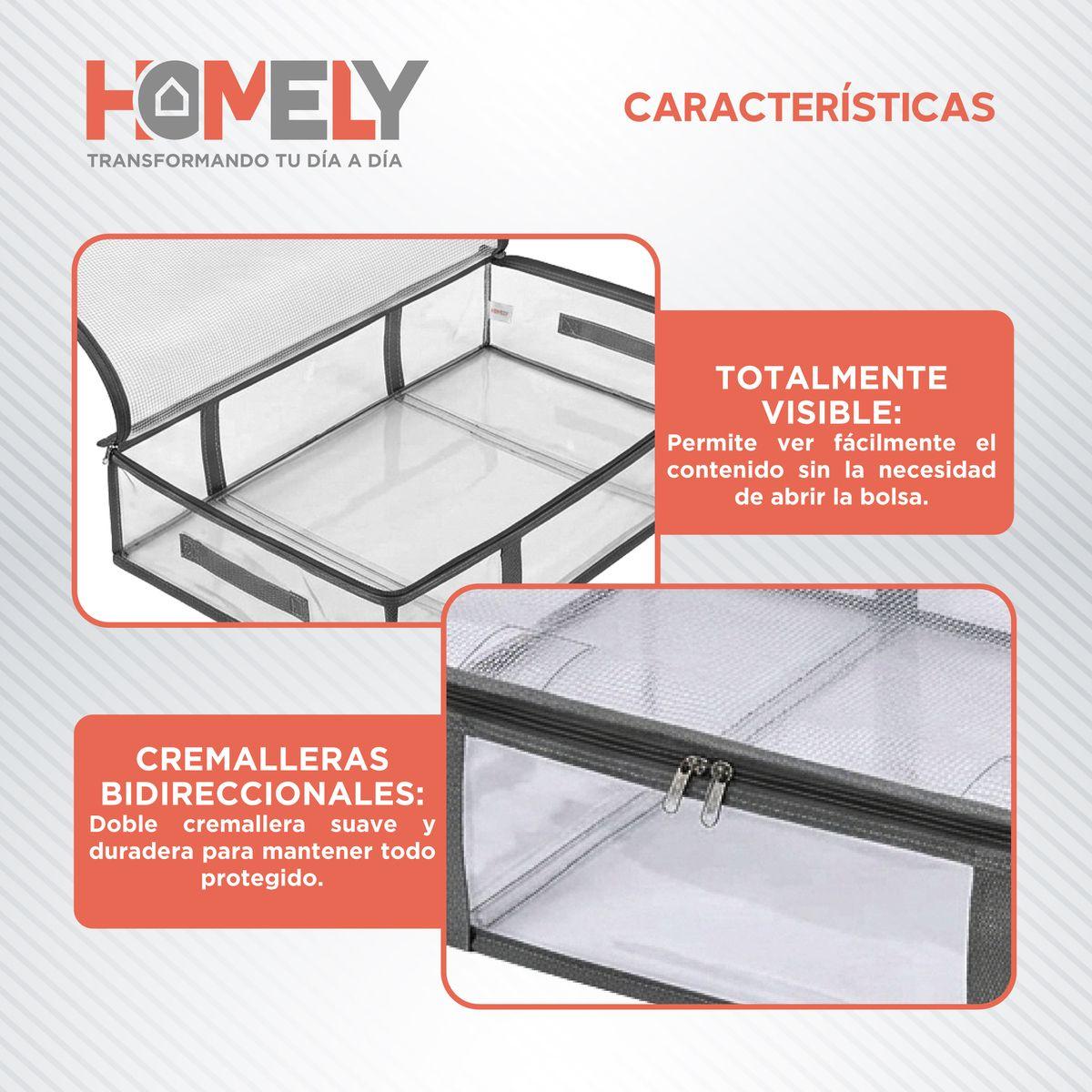 Bolsas Organizadoras Almacenamiento Bajo Cama Homely Cajas Plasticas Set X2 Transparente-5