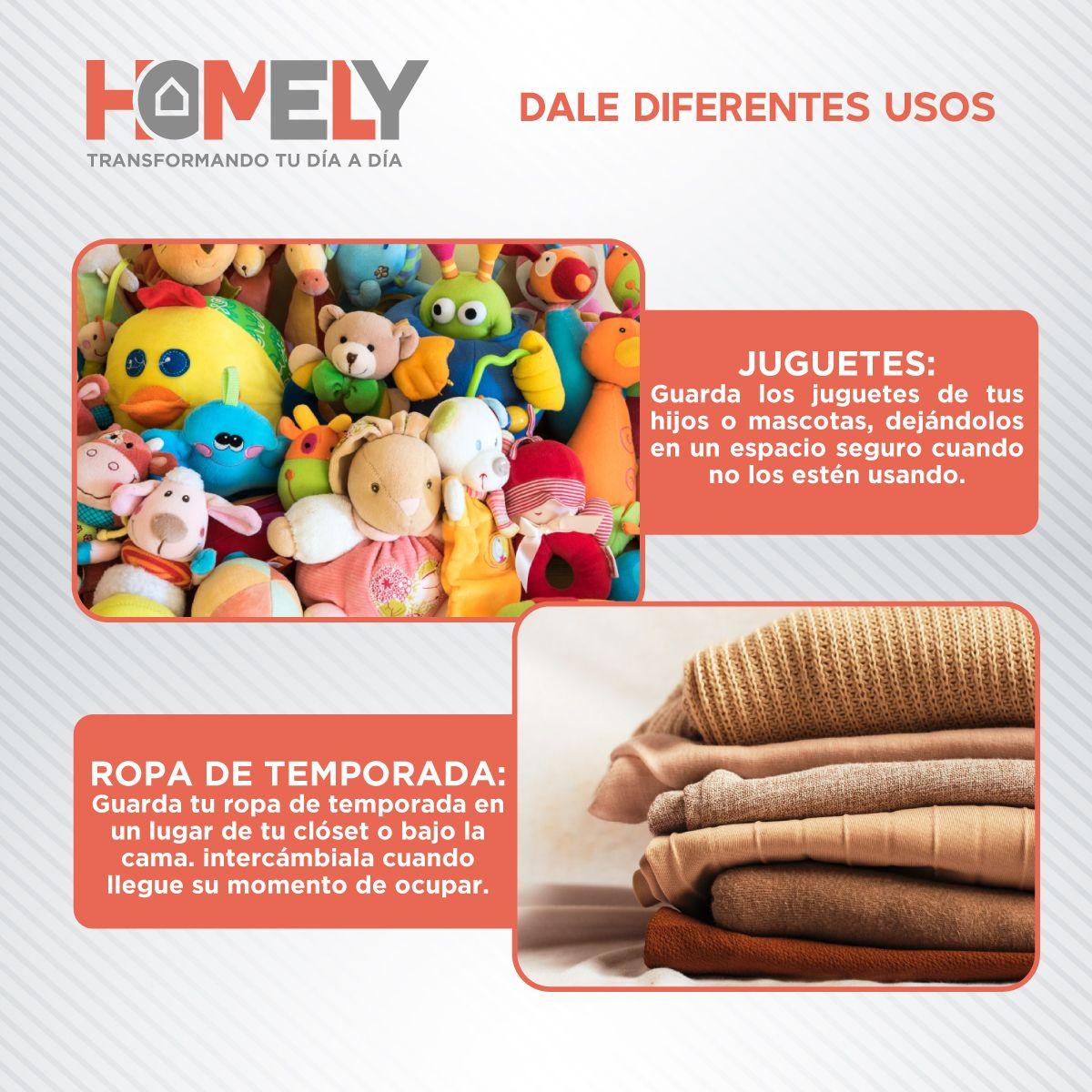 Bolsas Organizadoras Almacenamiento Bajo Cama Homely Cajas Plasticas Set X2 Transparente-6
