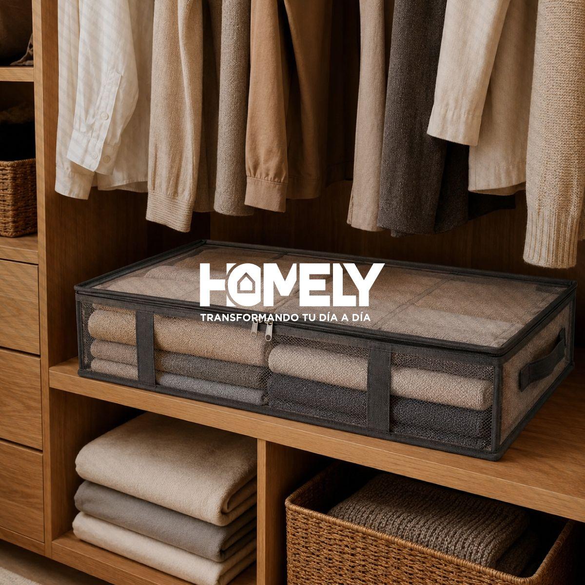 Bolsas Organizadoras Almacenamiento Bajo Cama Homely Cajas Plasticas Set X2 Transparente-8