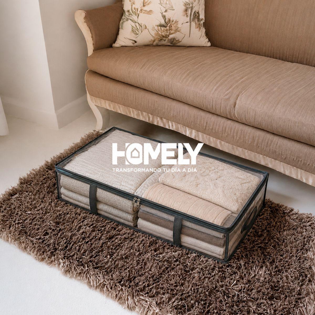 Bolsas Organizadoras Almacenamiento Bajo Cama Homely Cajas Plasticas Set X2 Transparente-9