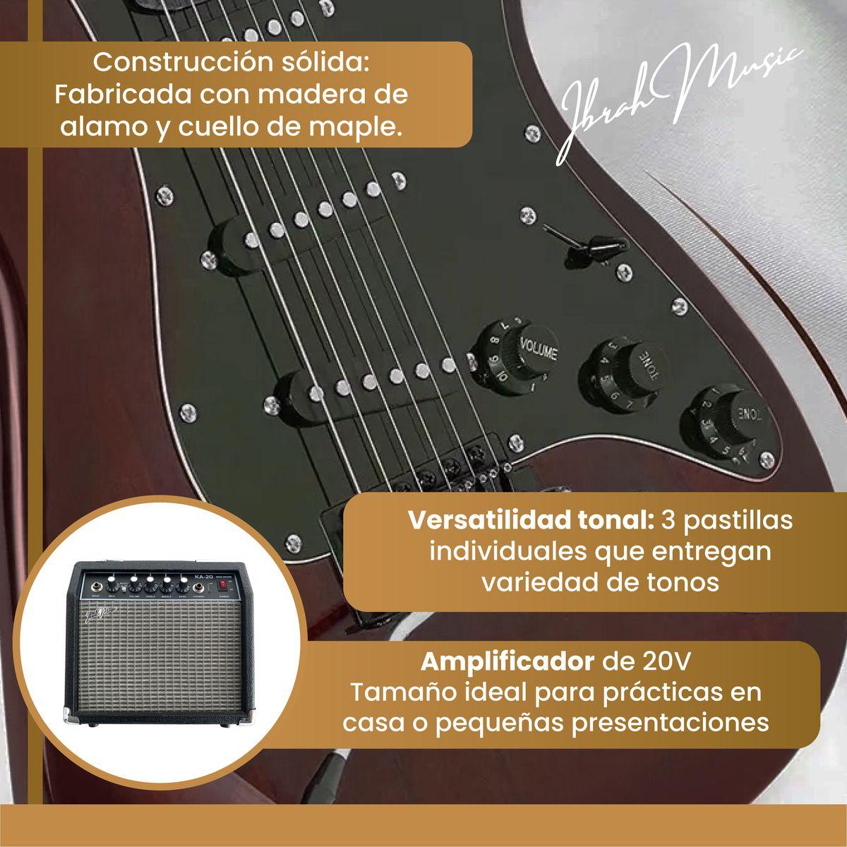 Guitarra Electrica Strato Amplificador + Accesorios Roja-2