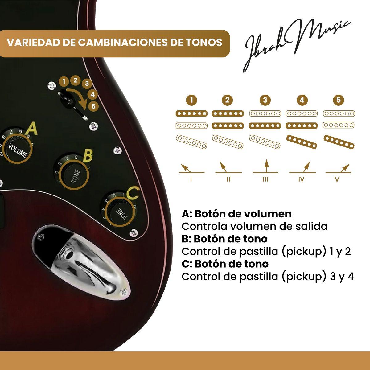 Guitarra Electrica Strato Amplificador + Accesorios Roja-4