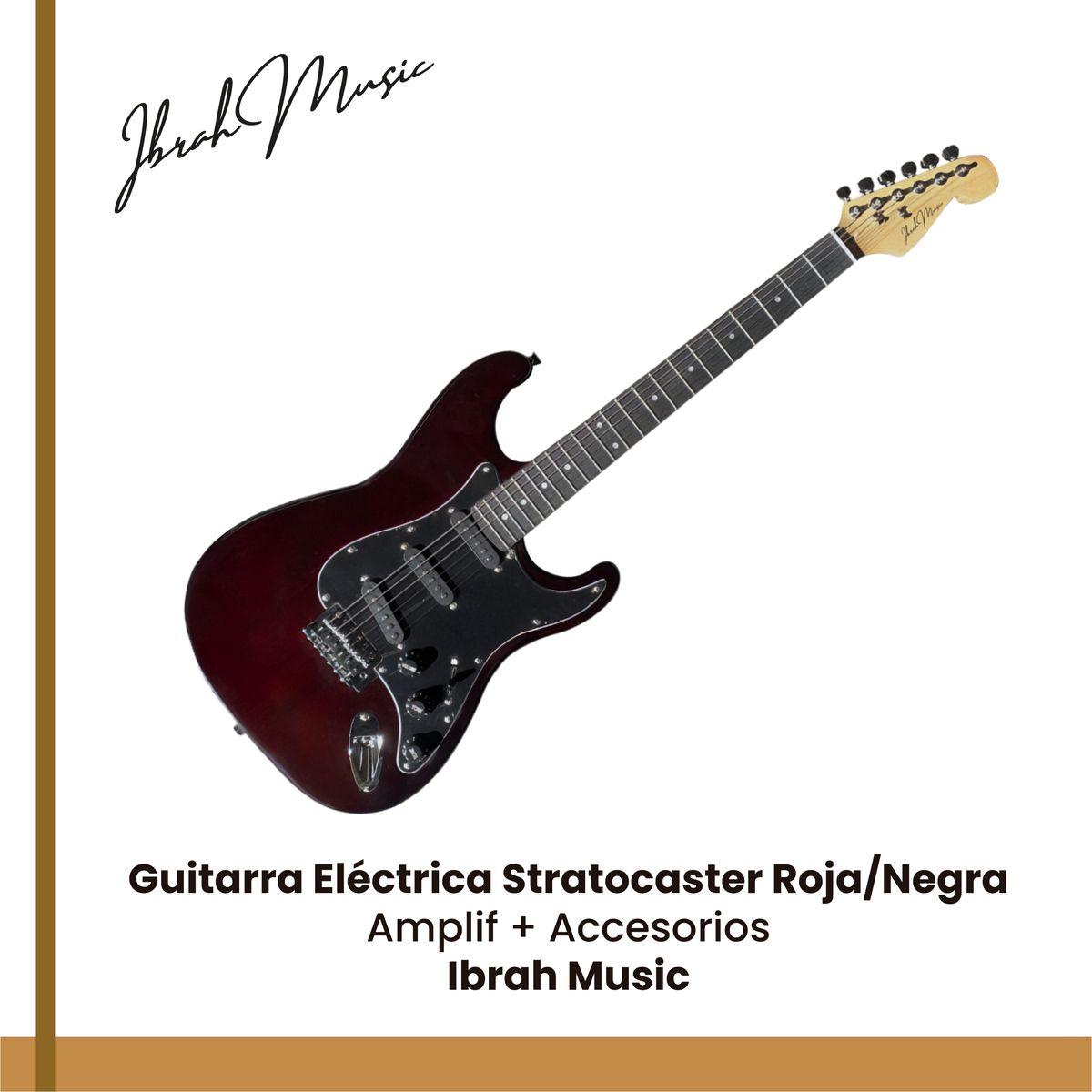 Guitarra Electrica Strato Amplificador + Accesorios Roja-9