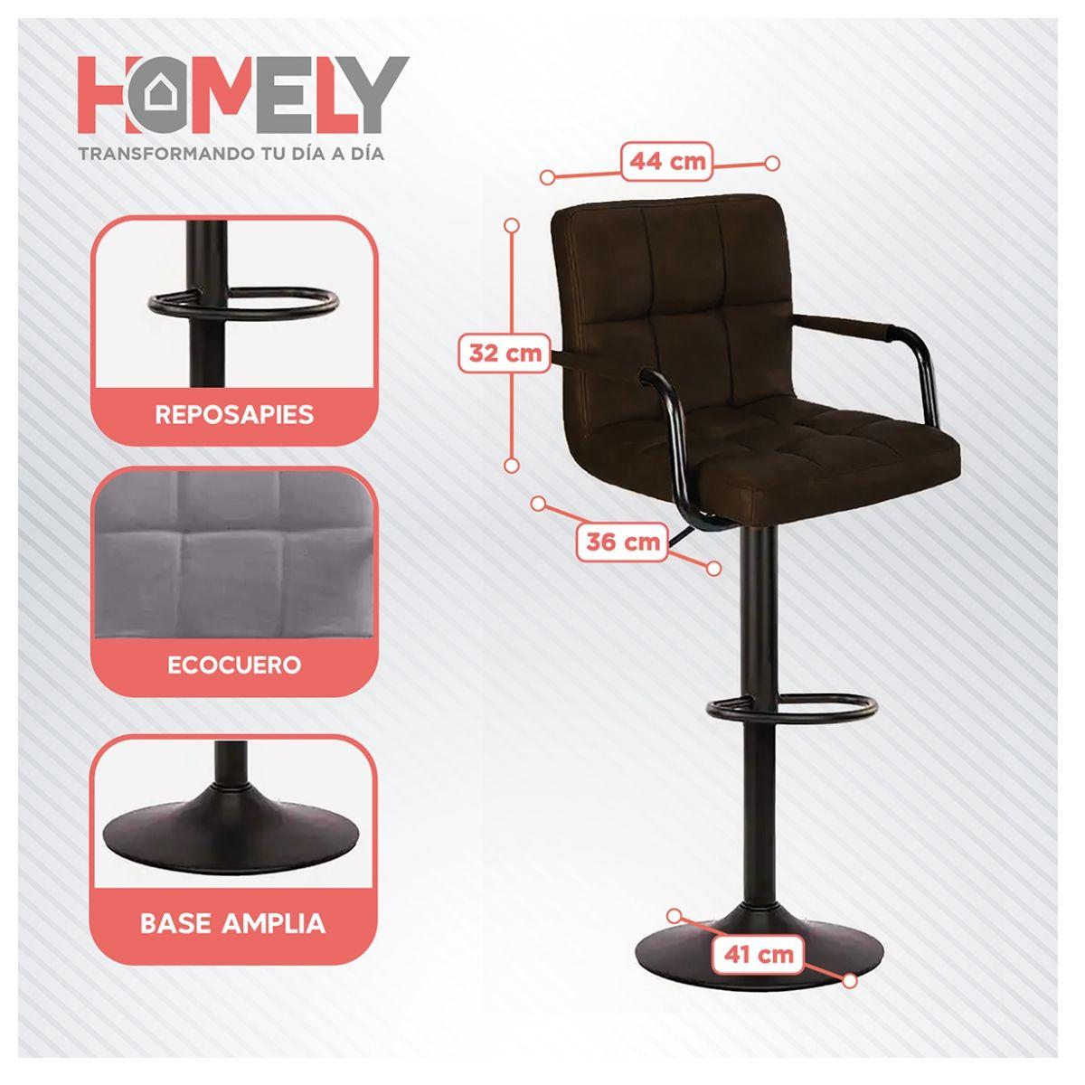 Silla De Bar Piso Taburete Homely Noir Comfort 61-81CM - Negro-2