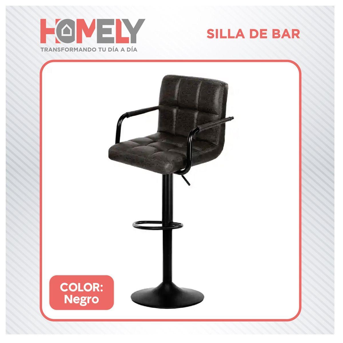 Silla De Bar Piso Taburete Homely Noir Comfort 61-81CM - Negro-8