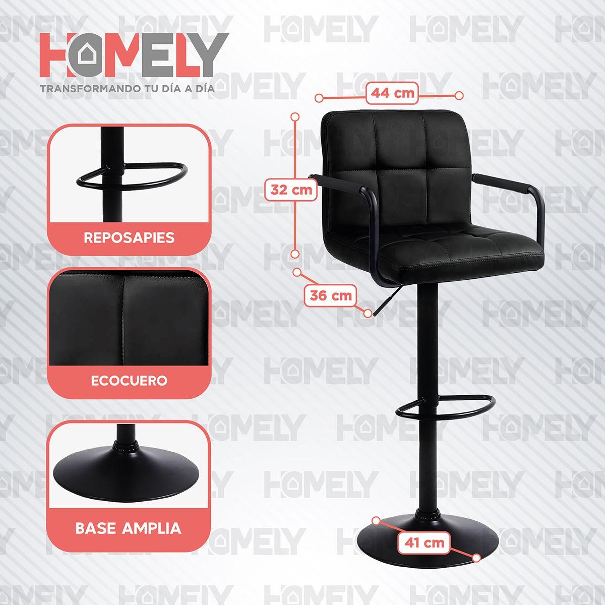 Silla De Bar Piso Taburete Homely Noir Comfort 61-81CM - Negro-2
