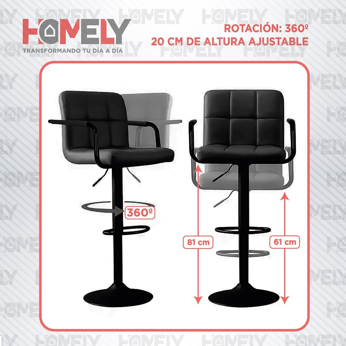 Silla De Bar Piso Taburete Homely Noir Comfort 61-81CM - Negro-3