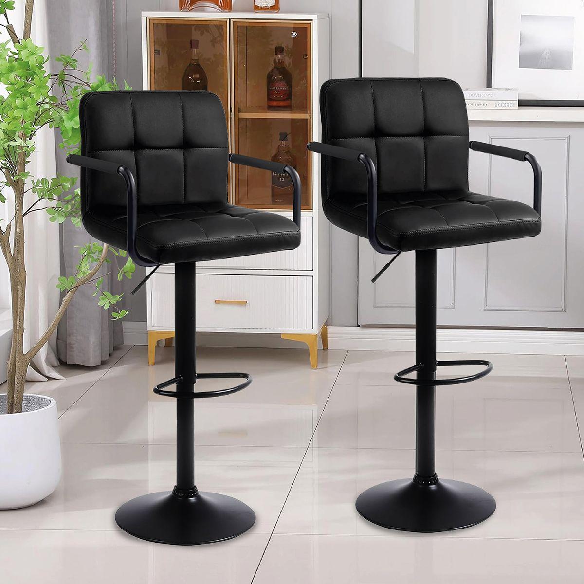 Silla De Bar Piso Taburete Homely Noir Comfort 61-81CM - Negro-5