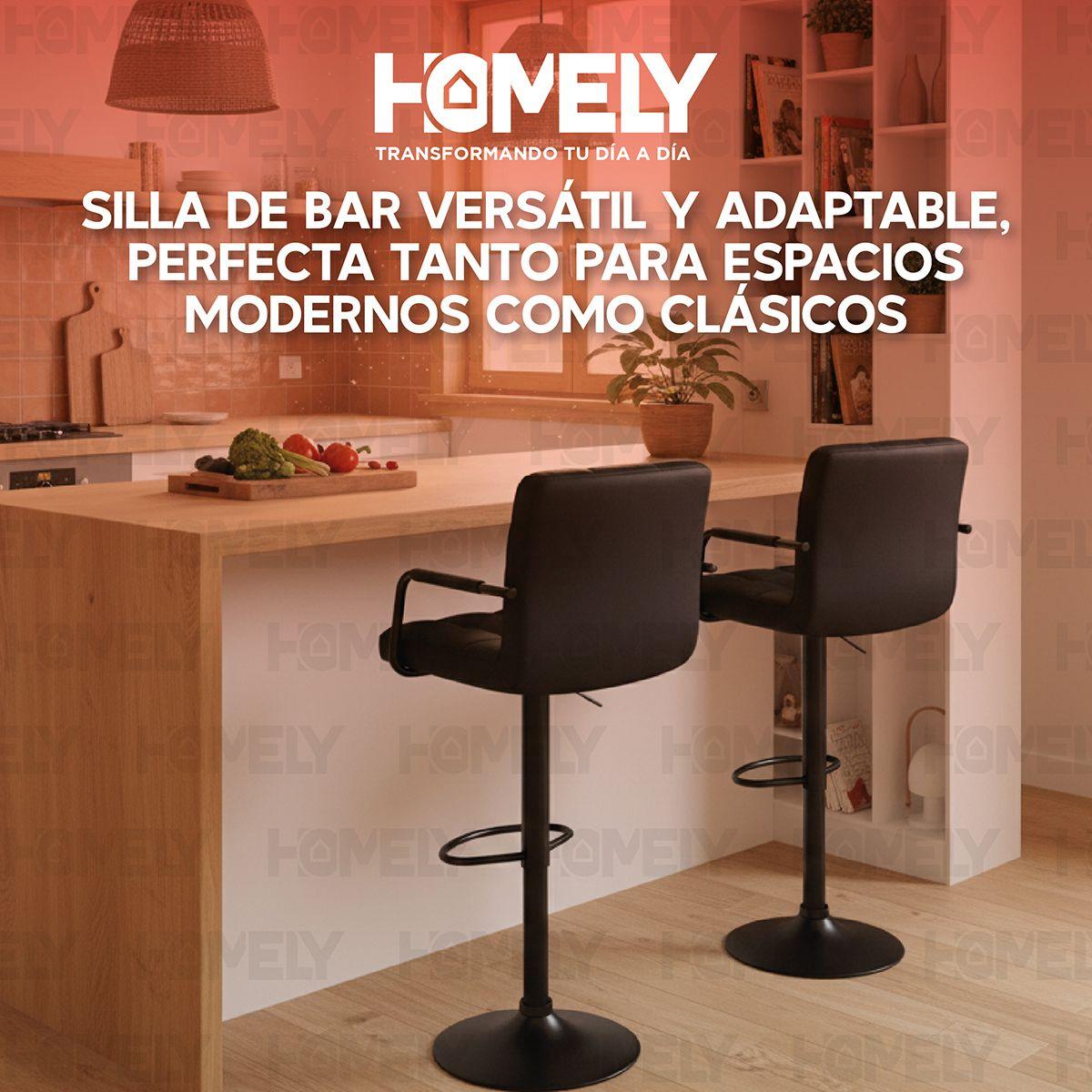 Silla De Bar Piso Taburete Homely Noir Comfort 61-81CM - Negro-6