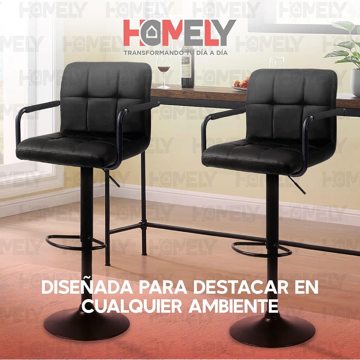 Silla De Bar Piso Taburete Homely Noir Comfort 61-81CM - Negro-7