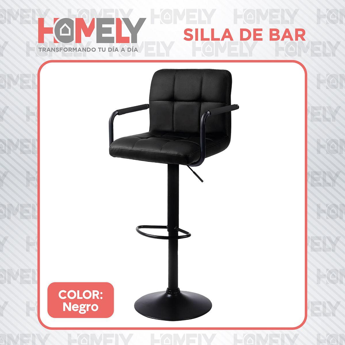 Silla De Bar Piso Taburete Homely Noir Comfort 61-81CM - Negro-9