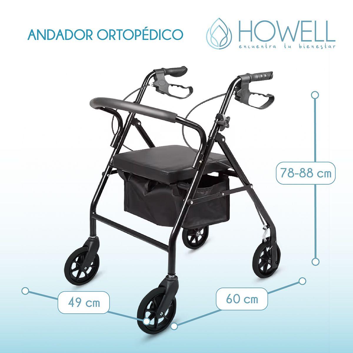 Burrito Ortopedico Andador Howell 4 Ruedas Freno y Asiento-3
