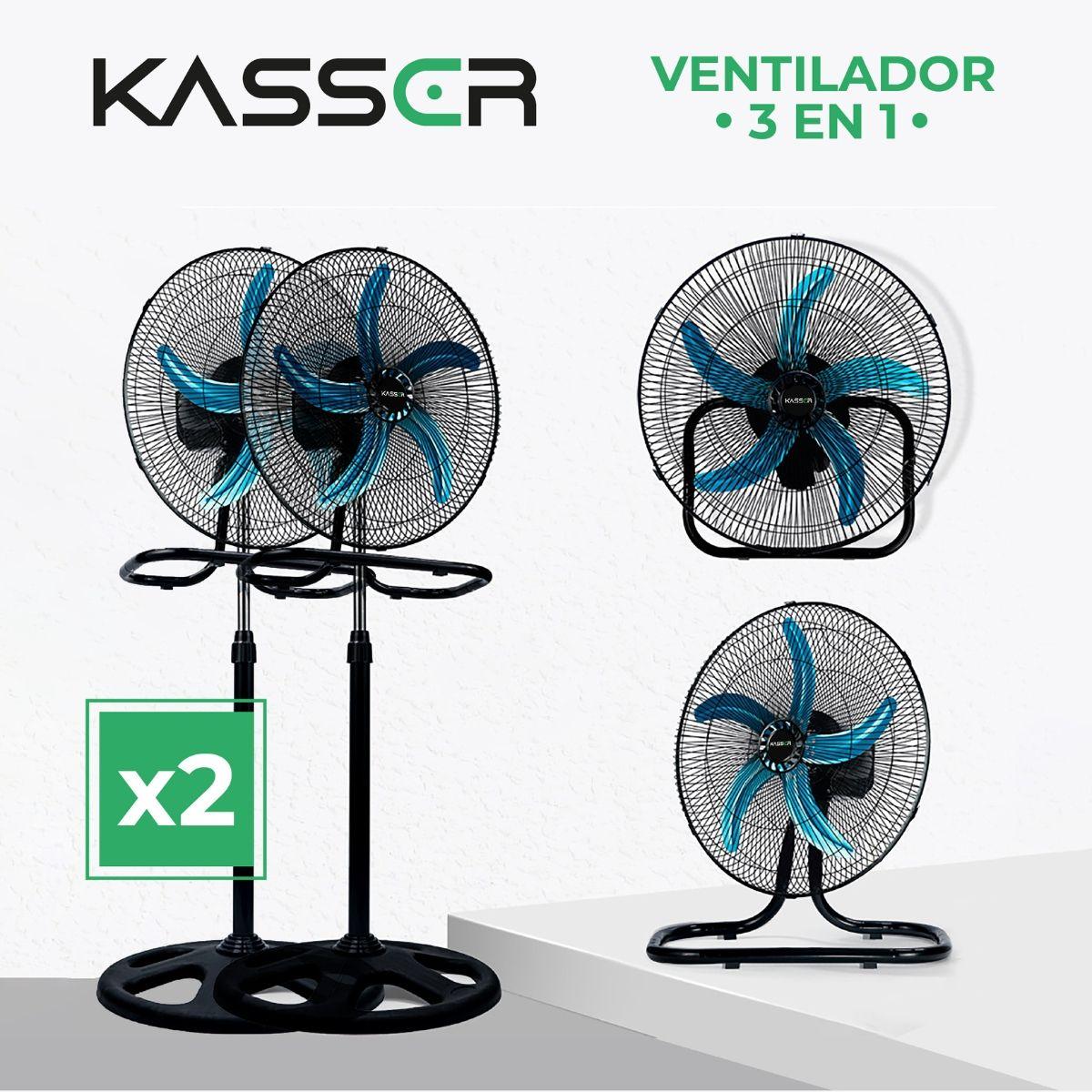 Pack x2 Ventilador 3 en 1 Industrial Kasser 5 Aspas 18P-4