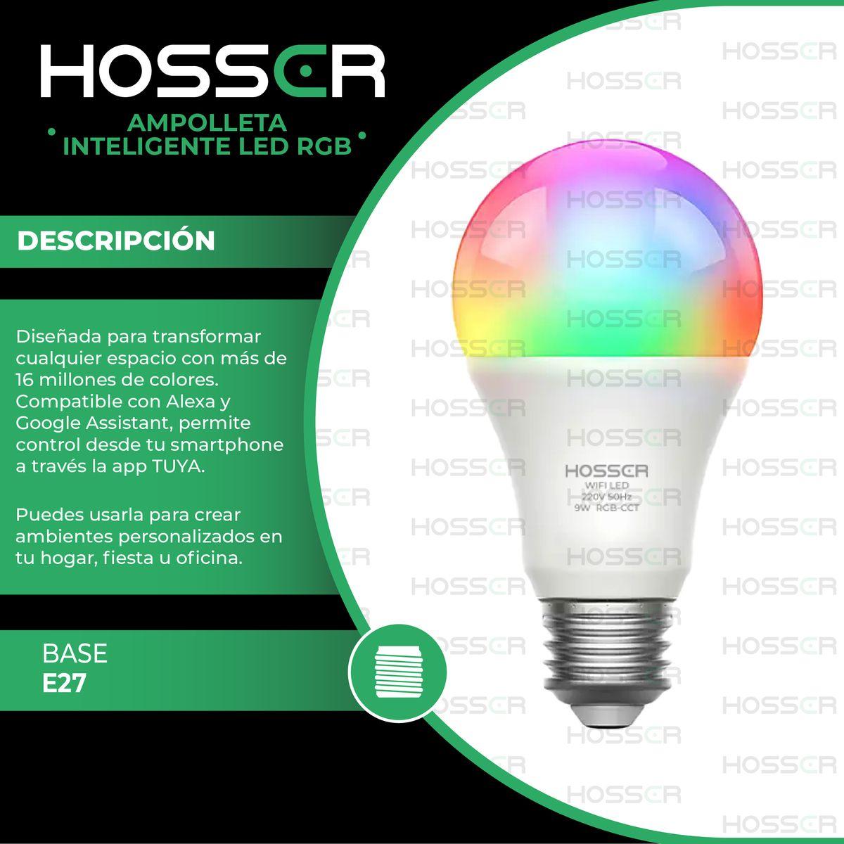 Ampolletas Led E27 Hosser Inteligente Led 9W RGB App Tuya X2-3