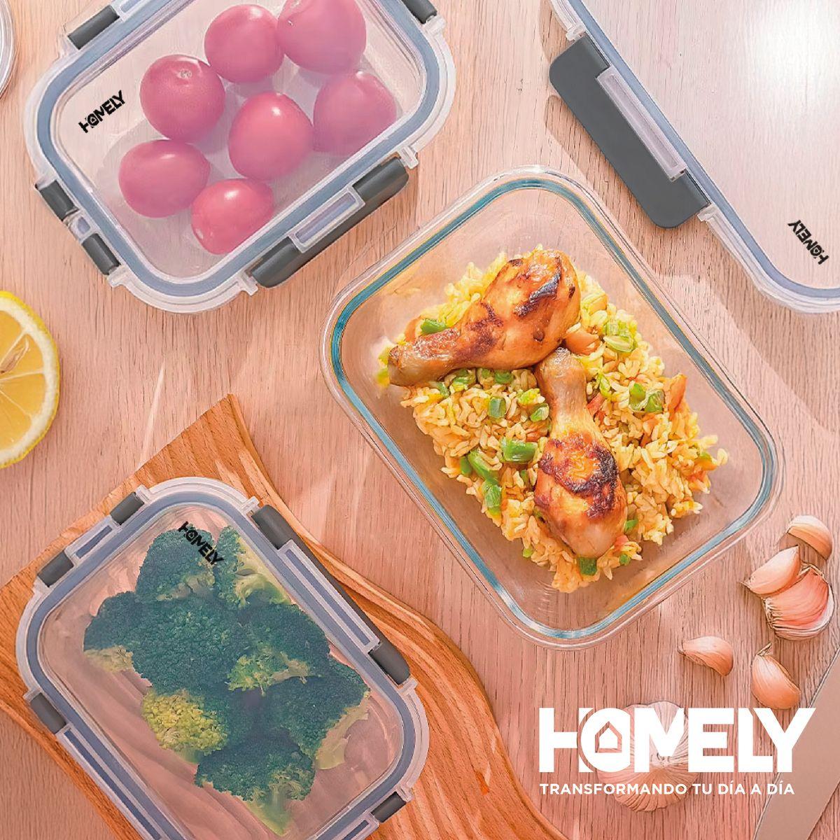 Tupper Frasco Vidrio 640 Ml Templado Hermetico Set x3 Homely-6