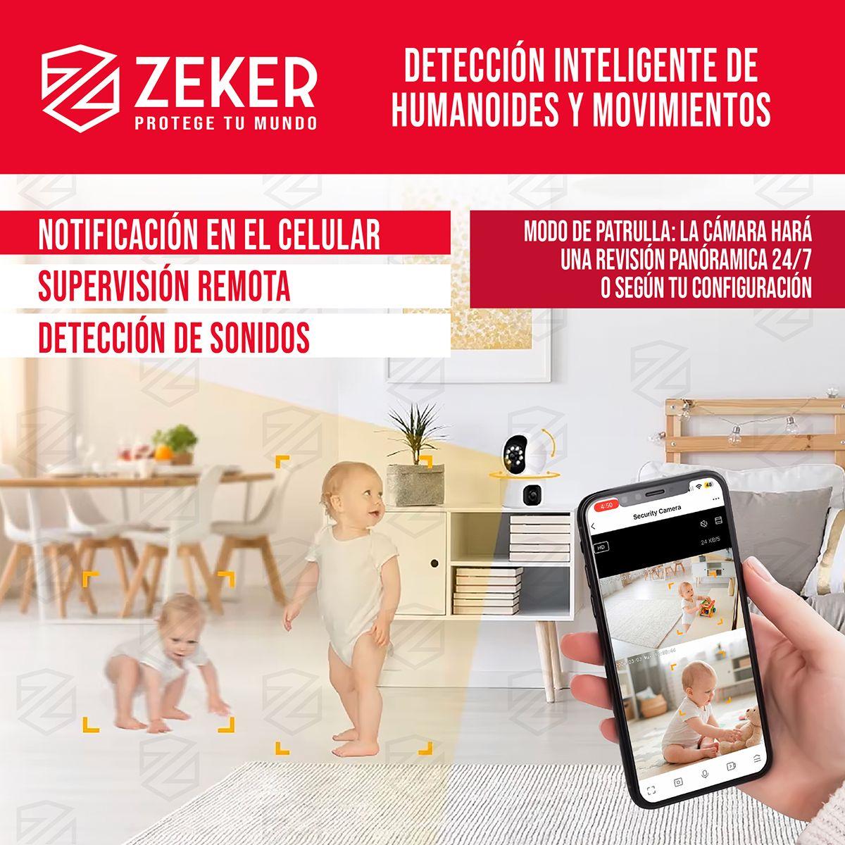 Camara De Seguridad Interior Doble Zeker 4MP 5G Wifi IP x3-6