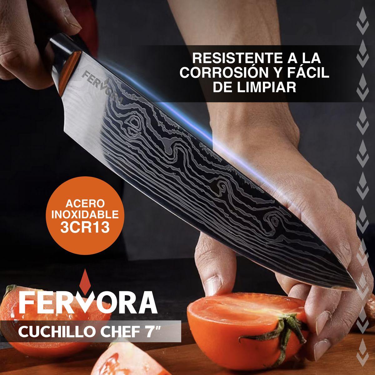 Cuchillo Chef 18 cm Fervora Profesional Acero 3CR13 Japones-1