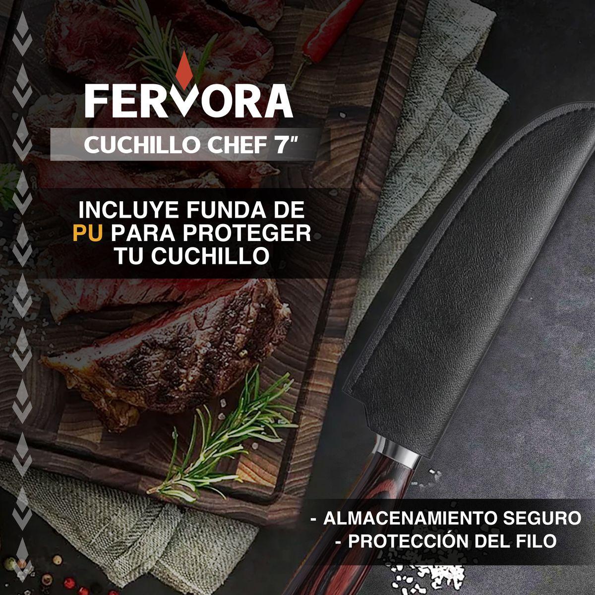 Cuchillo Chef 18 cm Fervora Profesional Acero 3CR13 Japones-2