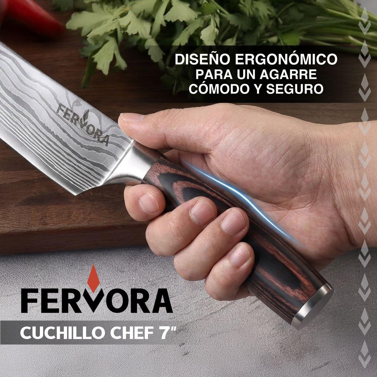 Cuchillo Chef 18 cm Fervora Profesional Acero 3CR13 Japones-3