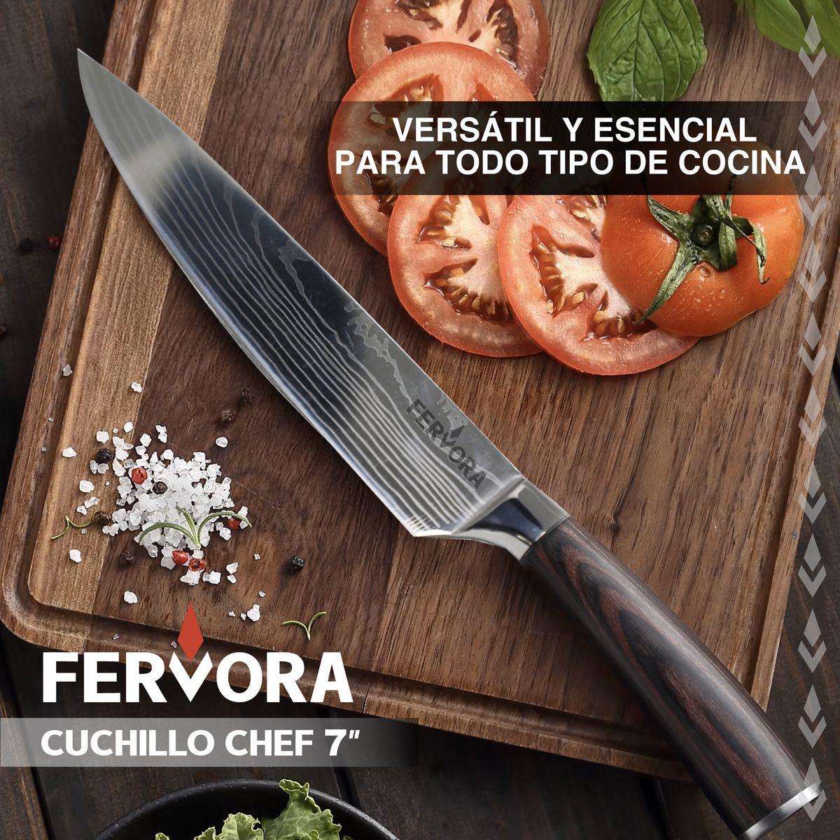 Cuchillo Chef 18 cm Fervora Profesional Acero 3CR13 Japones-4