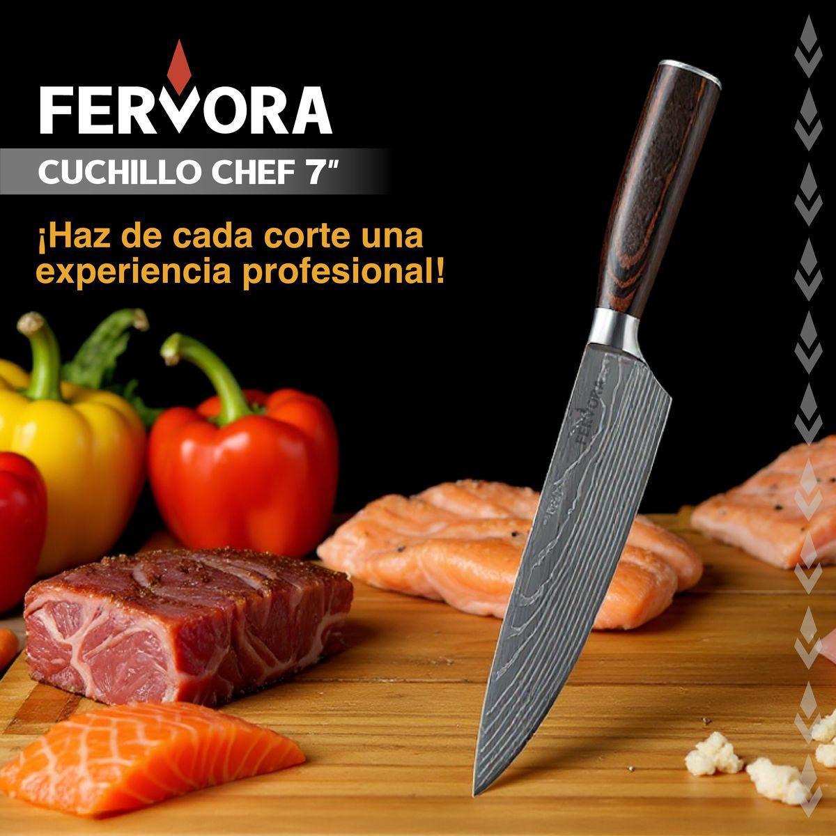 Cuchillo Chef 18 cm Fervora Profesional Acero 3CR13 Japones-5