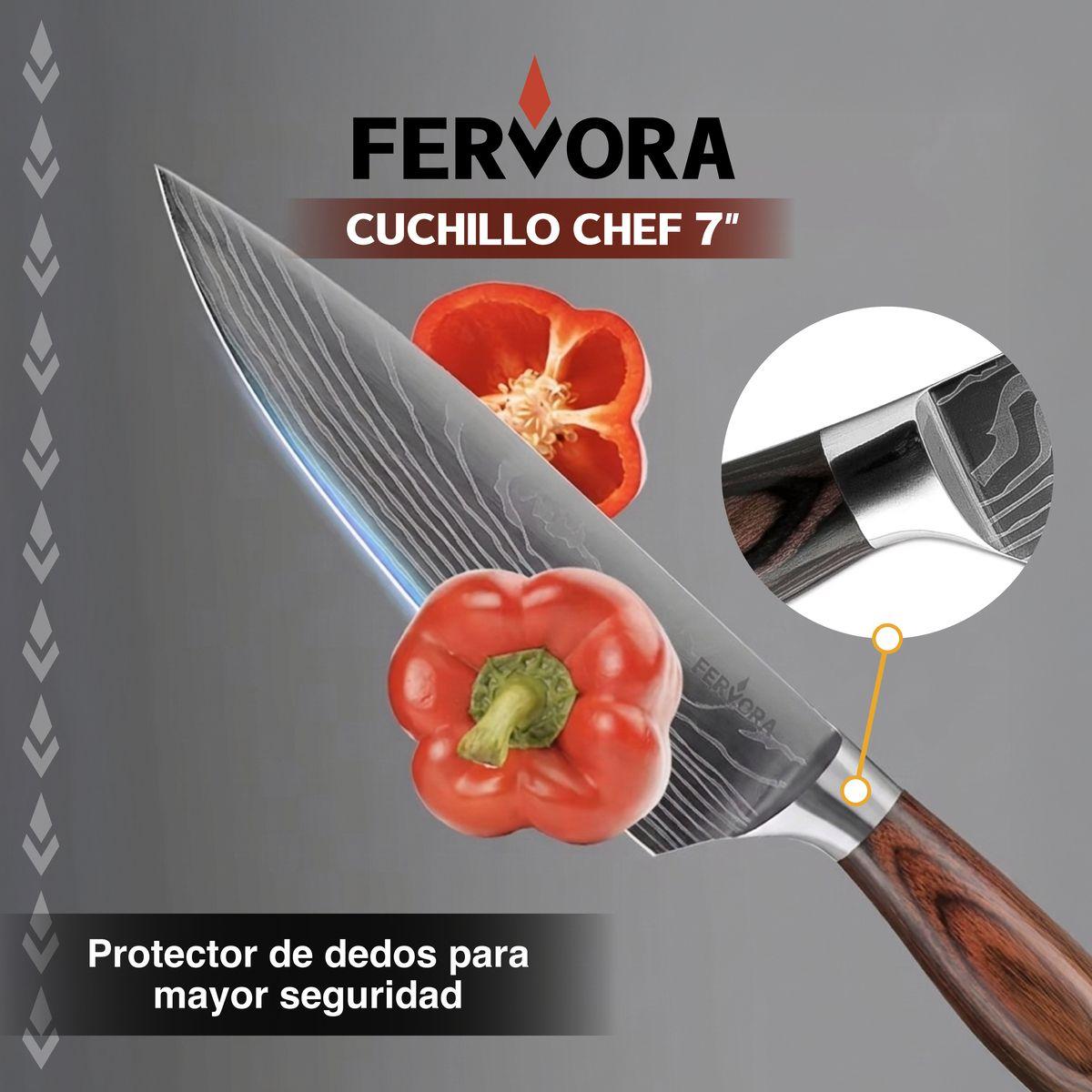 Cuchillo Chef 18 cm Fervora Profesional Acero 3CR13 Japones-7