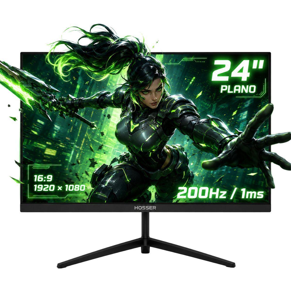 Monitor Pc Gamer Plano Hosser 24 Pulgadas 200hz 1ms Full Hd Ips Freesync Negro-0
