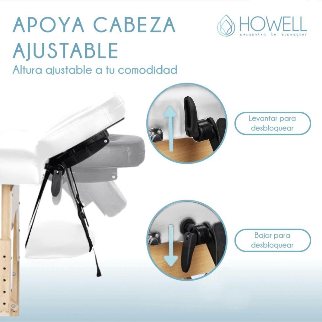 Camilla De Masajes Blanca Portátil Howell Plegable + Bolso-3