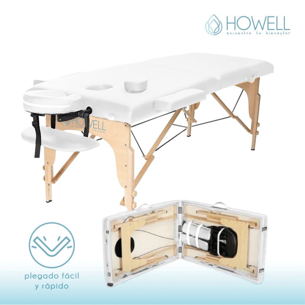 Camilla De Masajes Blanca Portátil Howell Plegable + Bolso-5