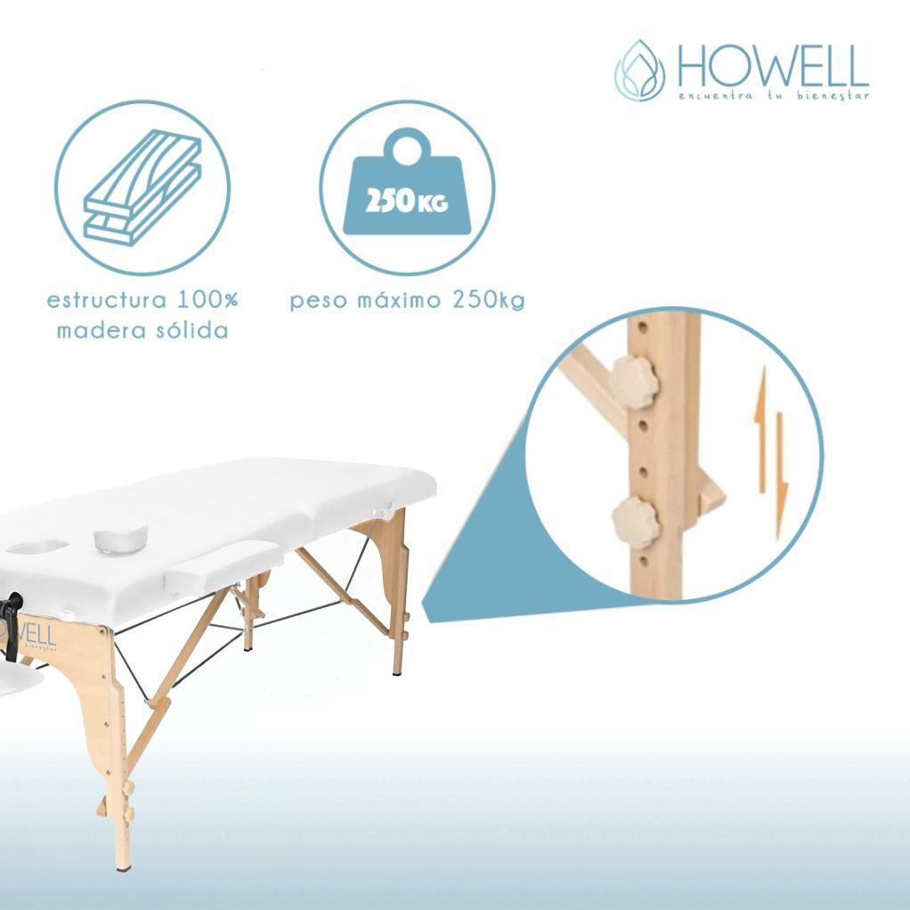 Camilla De Masajes Blanca Portátil Howell Plegable + Bolso-7