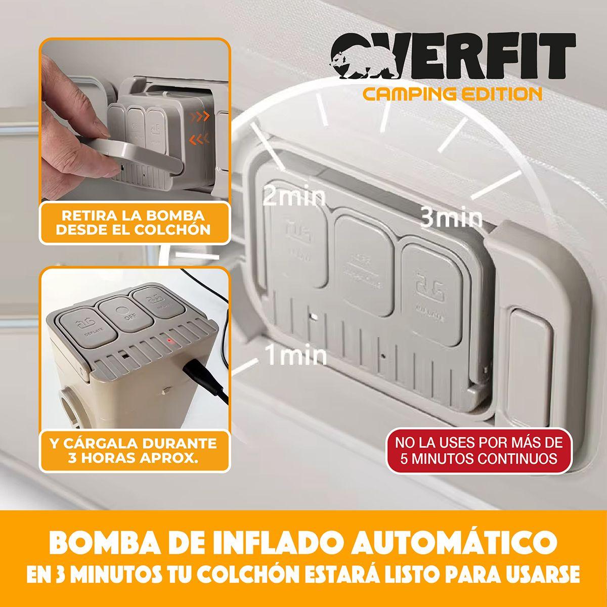 Colchon Inflable Electrico 1.5 Plaza Overfit Bomba Portatil-3