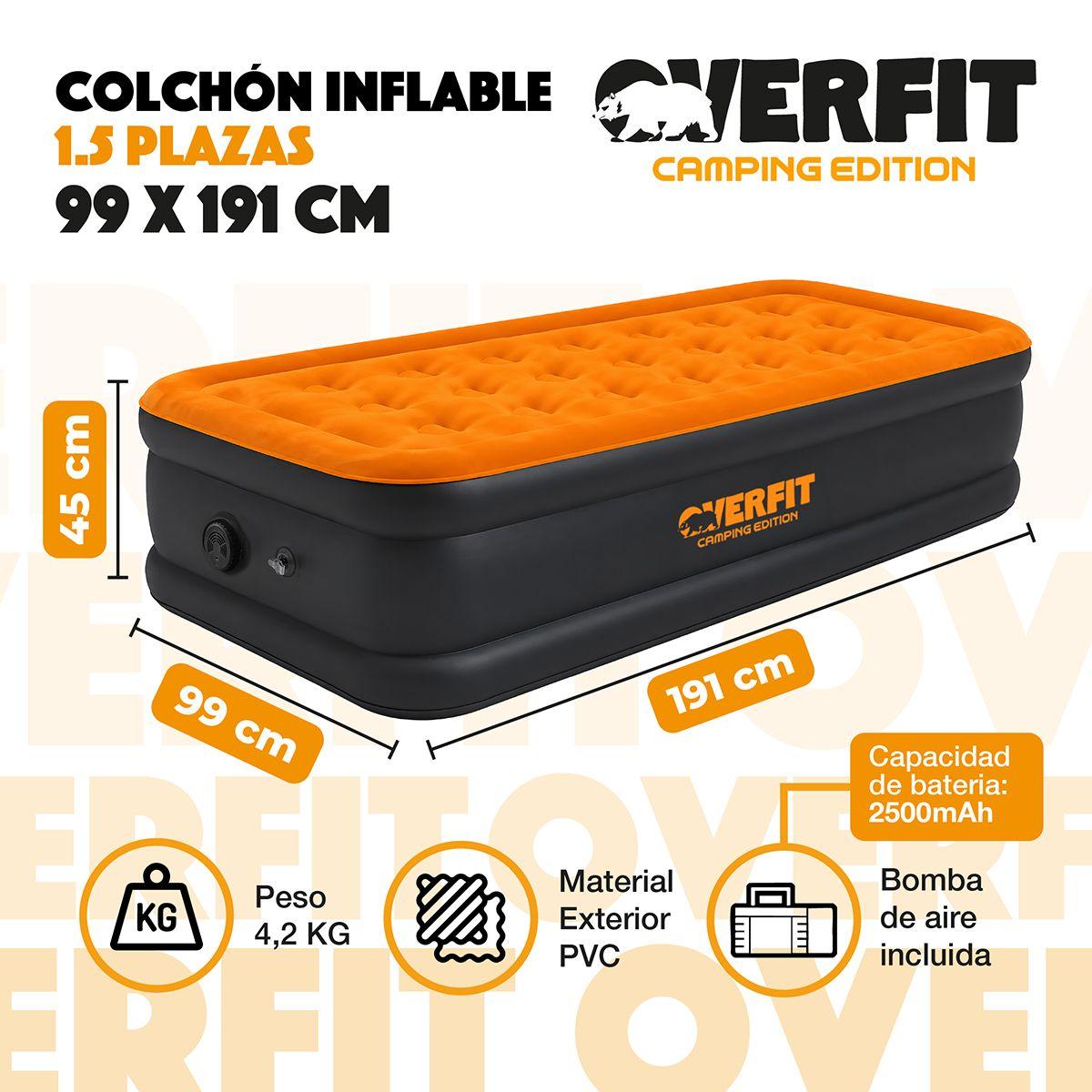 Colchon Inflable Electrico 1.5 Plaza Overfit Bomba Portatil-1