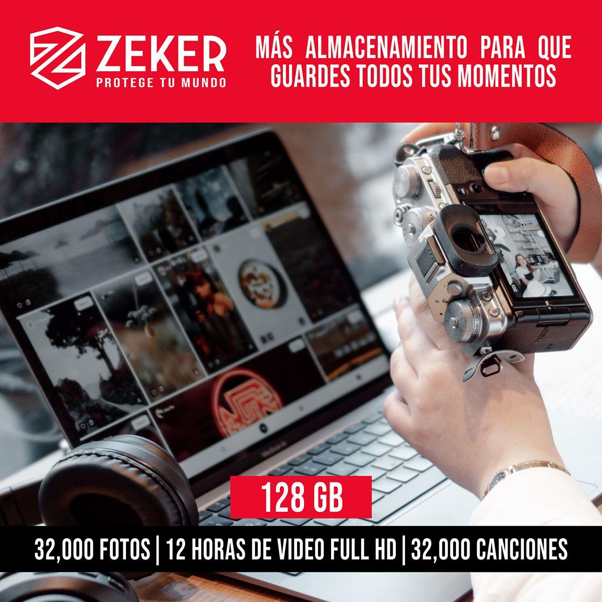 Tarjeta Micro Sd Memoria 128 Gb Zeker 100mbps Adaptador Sd-2