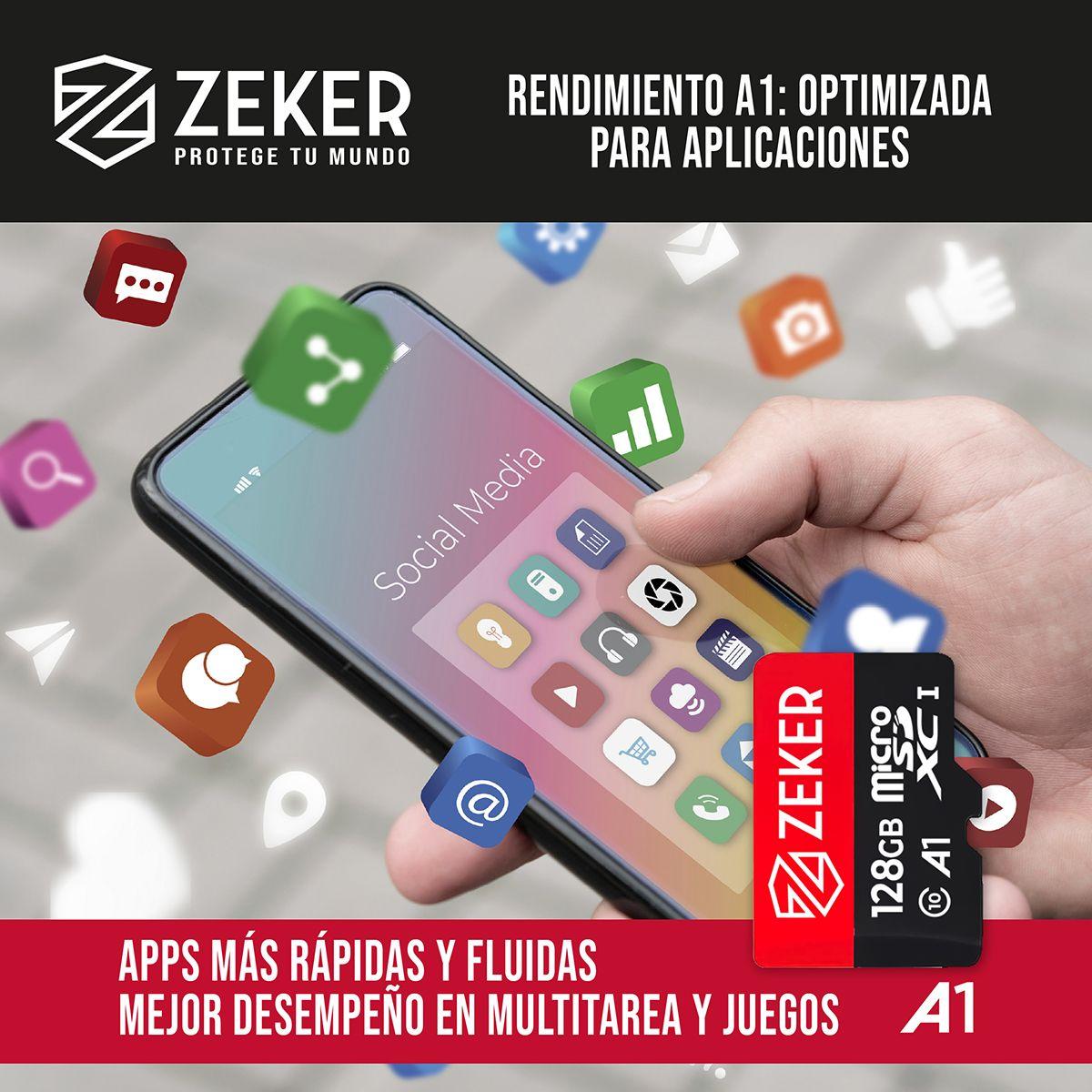 Tarjeta Micro Sd Memoria 128 Gb Zeker 100mbps Adaptador Sd-7