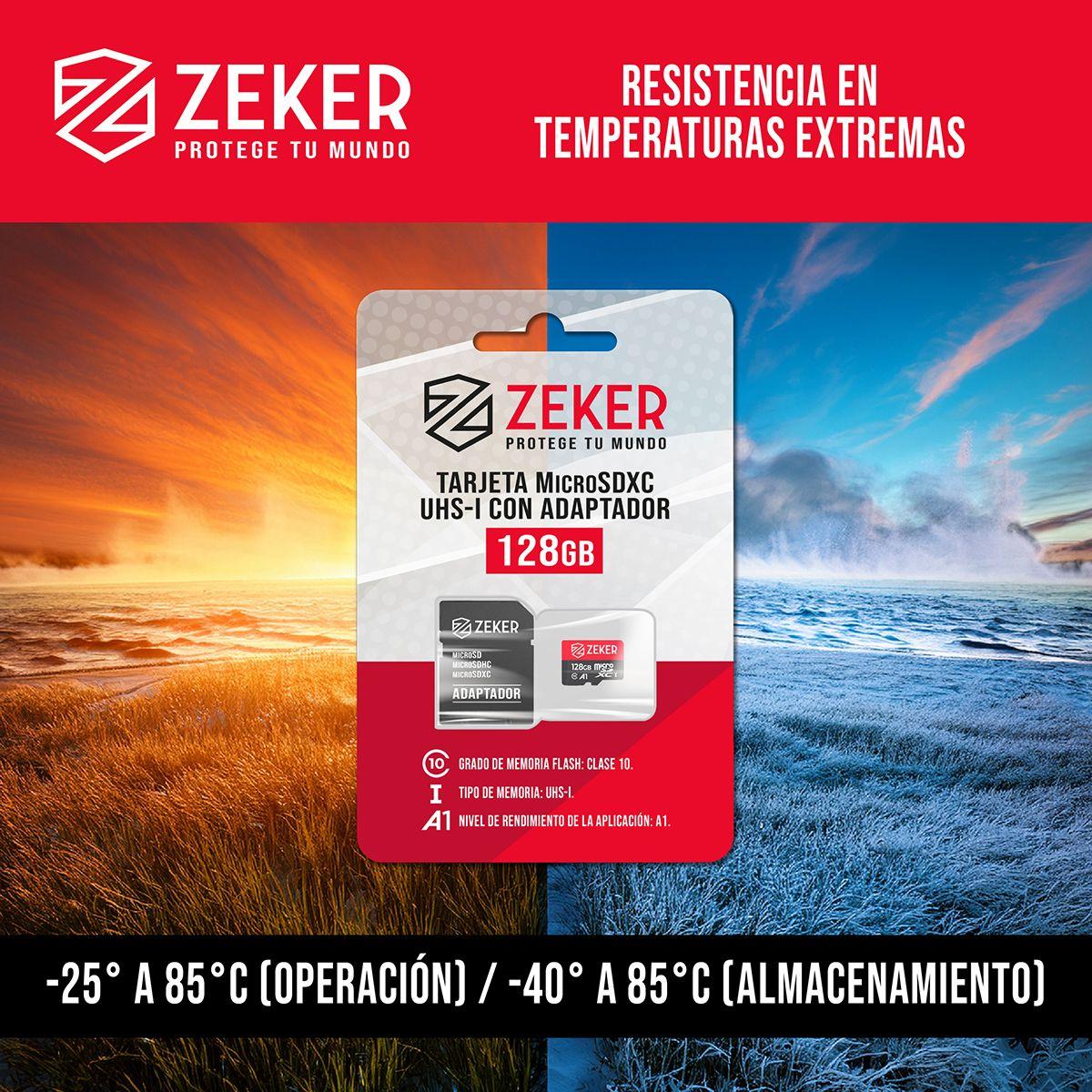Tarjeta Micro Sd Memoria 128 Gb Zeker 100mbps Adaptador Sd-8
