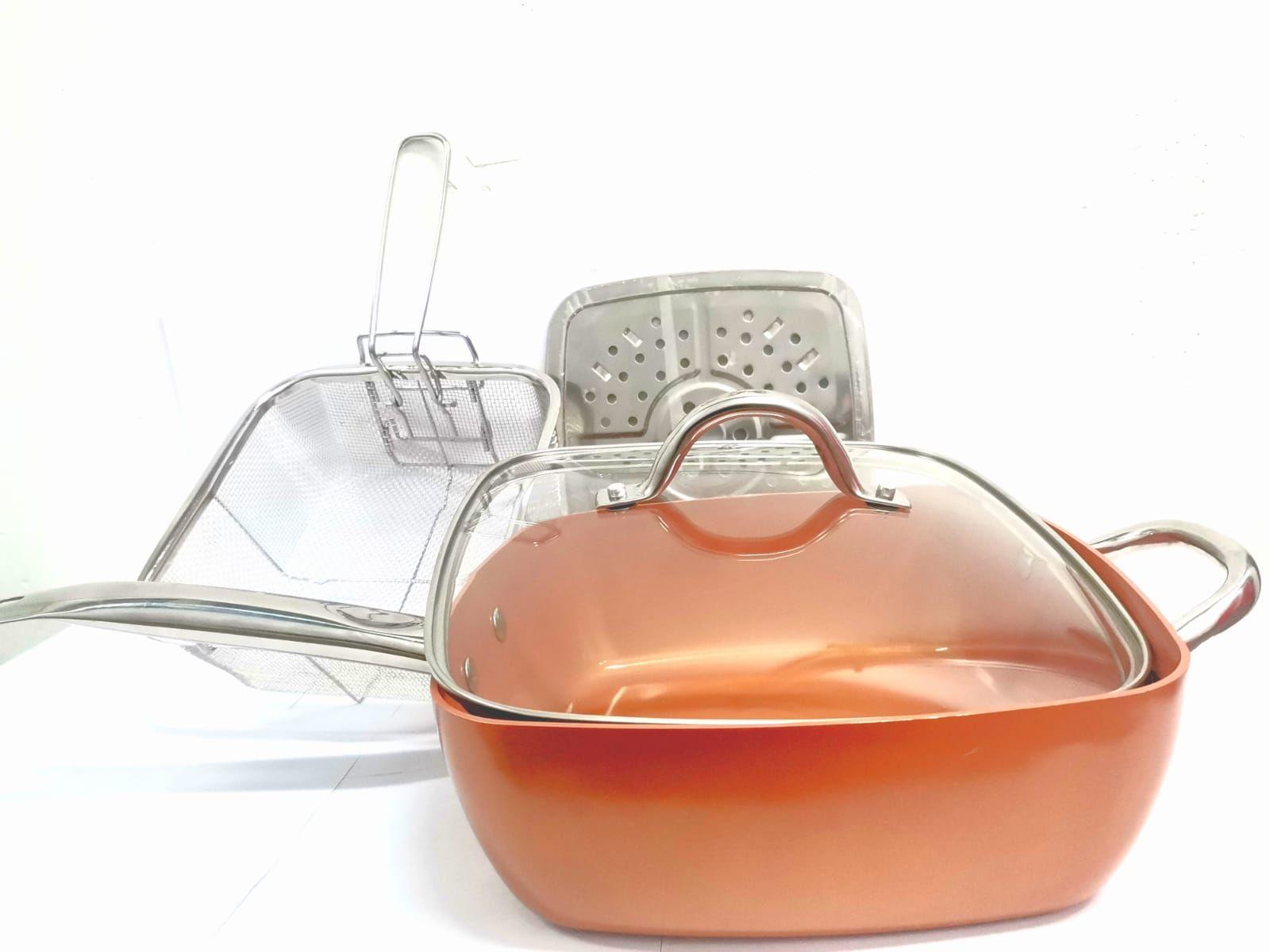 Set Olla De Acero Inoxidable Cacerola Cobre Antiadherente-1