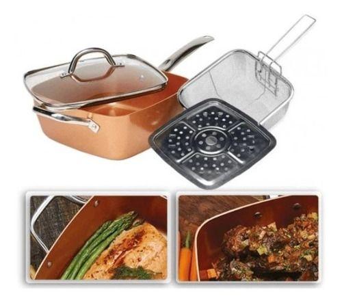 Set Olla De Acero Inoxidable Cacerola Cobre Antiadherente-5