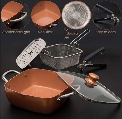 Set Olla De Acero Inoxidable Cacerola Cobre Antiadherente-6