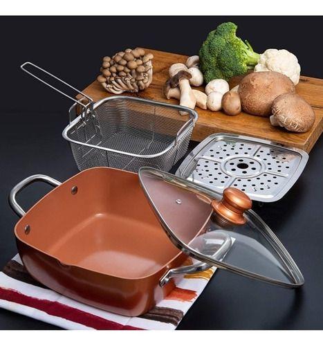 Set Olla De Acero Inoxidable Cacerola Cobre Antiadherente-8