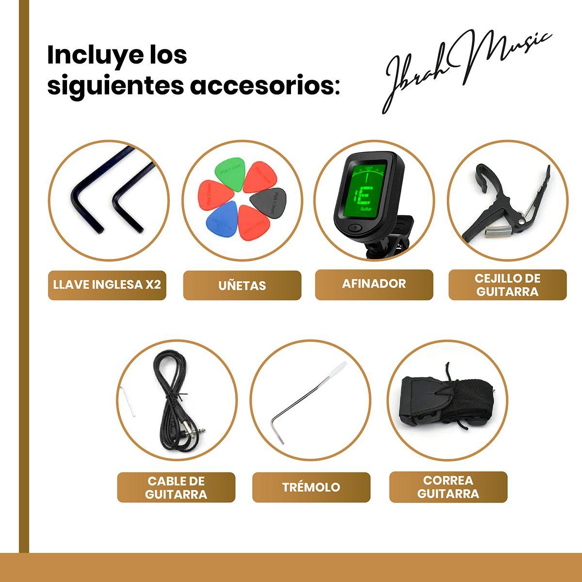 Guitarra Eléctrica Strato Ibrah + Amplif + Accesorios Negra-3