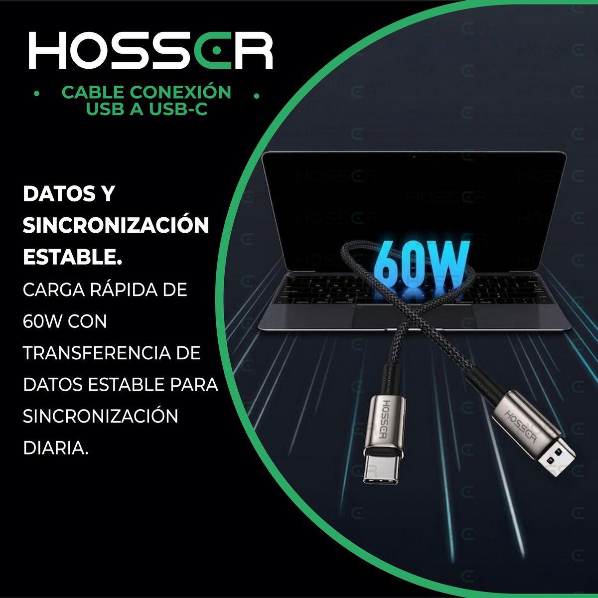 Cable Usb Tipo C To Usb 5 M Iphone Samsung Hosser Carga Rapida Negro-7