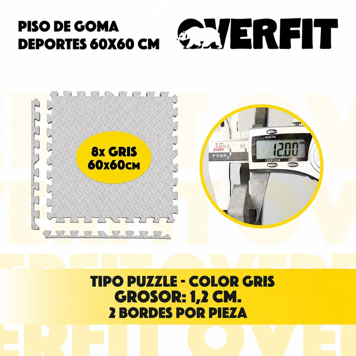 Piso Goma Eva Gimansio Overfit 60x60cm X8 Unidades Color Gris Lisa-2