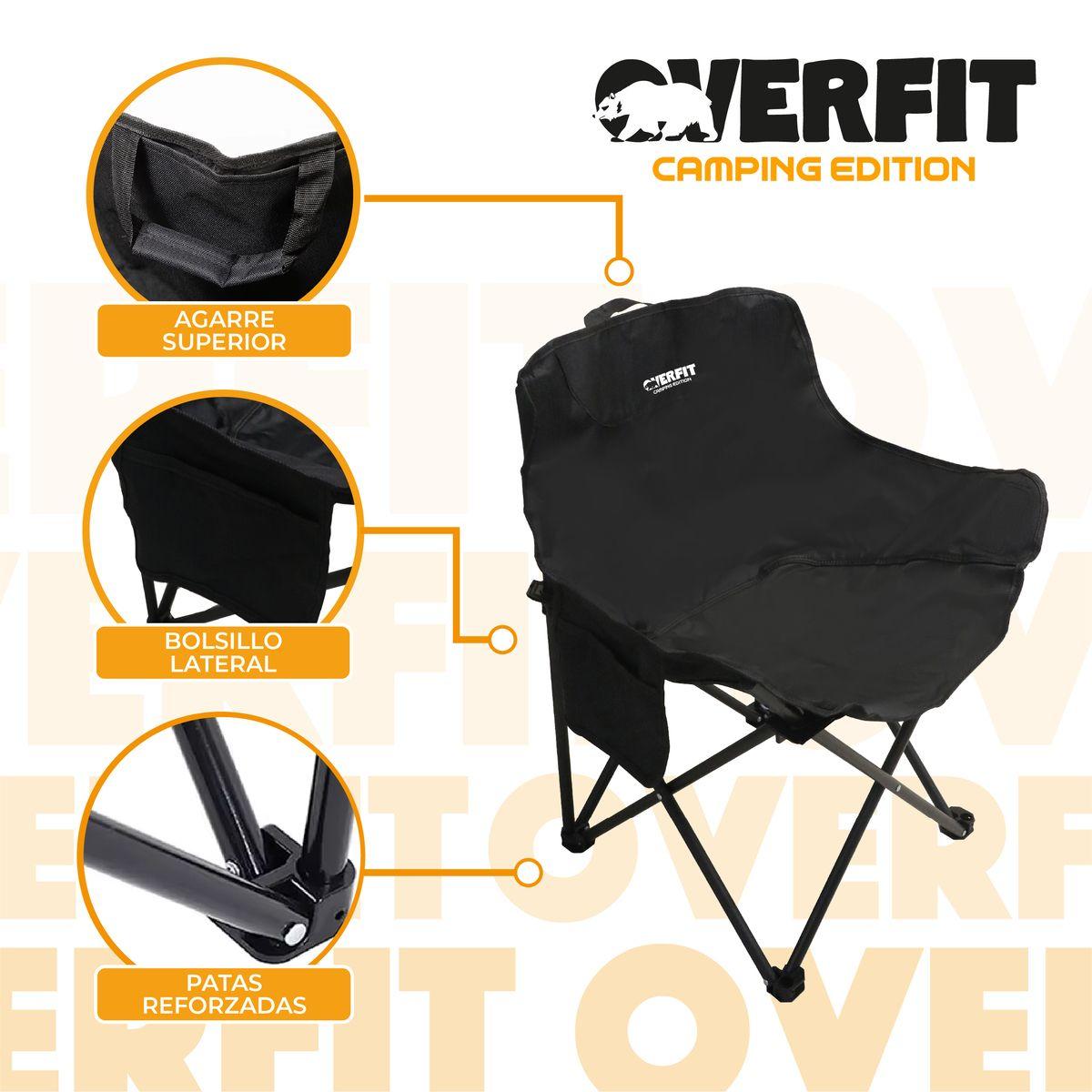 Silla Plegable Exterior Camping Overfit + Bolso Transporte Negro-2