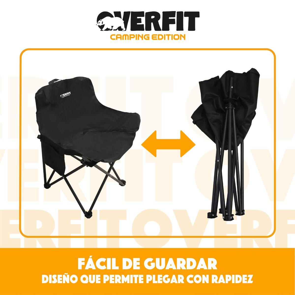 Silla Plegable Exterior Camping Overfit + Bolso Transporte Negro-3