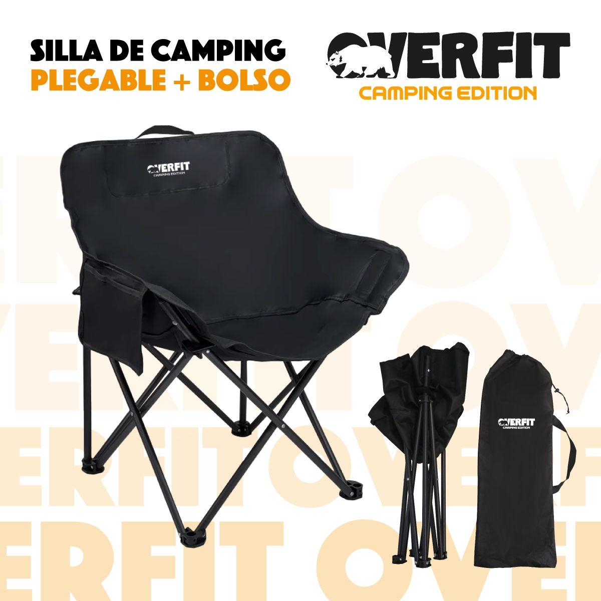 Silla Plegable Exterior Camping Overfit + Bolso Transporte Negro-5